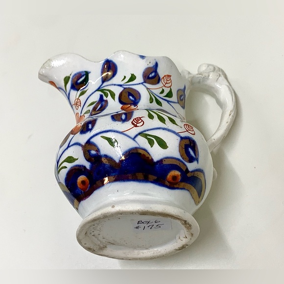19th Century Antique Gaudy Welsh Vine  Pattern Lustreware Jug Handled Pitcher - Picture 16 of 16